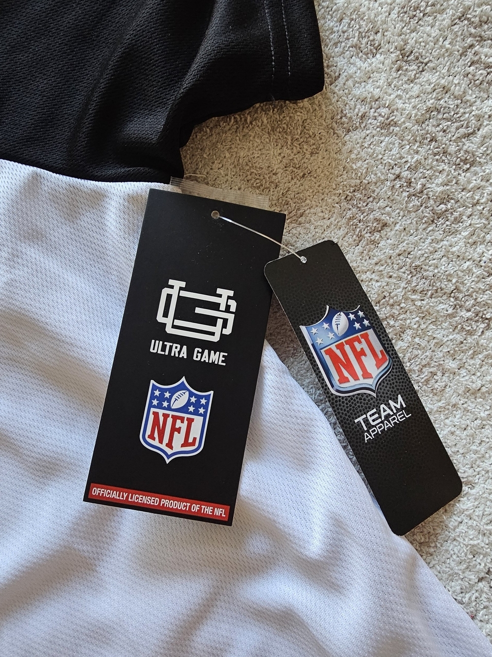 NFL Black and White Ultra Game Team Apparel Tags